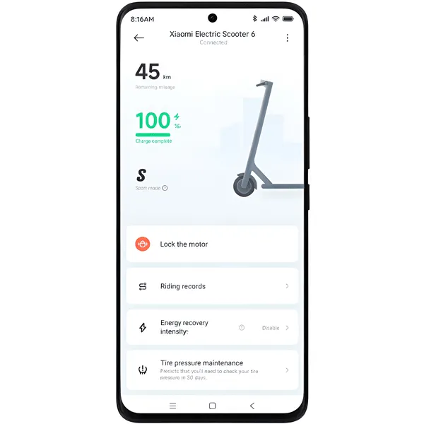 اتصال هوشمند به اپلیکیشن Xiaomi Home برای مدیریت کامل اسکوتر